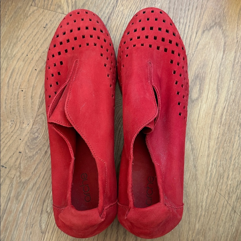 Fabulous Red Arche Suede French Flat Shoes Size 41